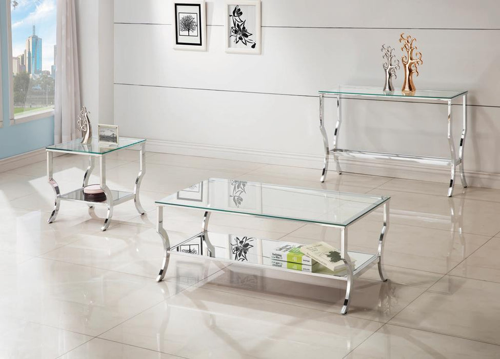 Saide Square End Table with Mirrored Shelf Chrome - Visions in Furniture (La Mirada, CA)