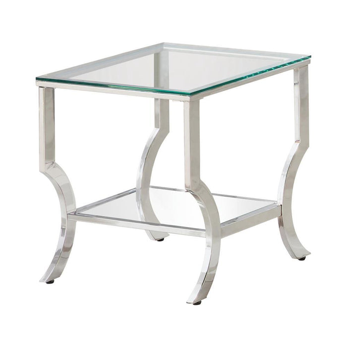 Saide Square End Table with Mirrored Shelf Chrome - Visions in Furniture (La Mirada, CA)