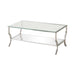 Saide Rectangular Coffee Table with Mirrored Shelf Chrome - Visions in Furniture (La Mirada, CA)