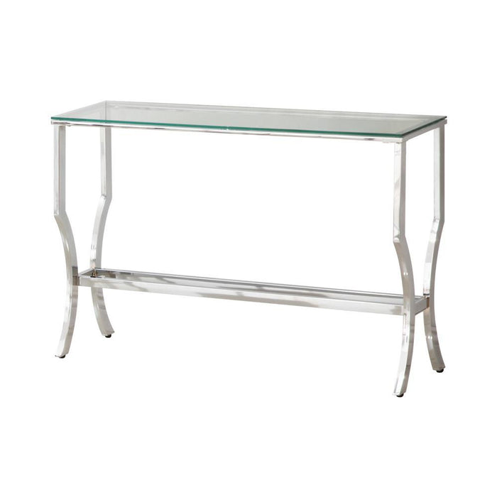 Saide Rectangular Sofa Table with Mirrored Shelf Chrome - Visions in Furniture (La Mirada, CA)