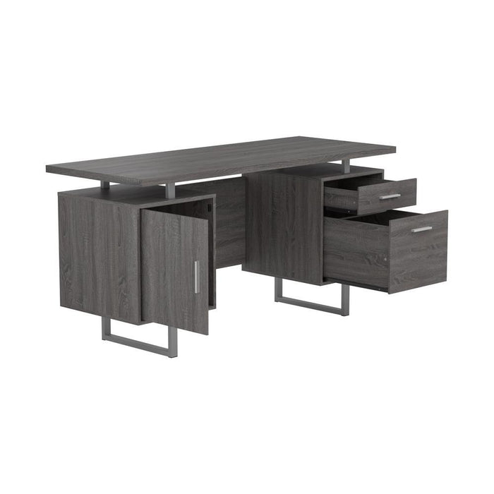Lawtey Floating Top Office Desk Weathered Grey - Visions in Furniture (La Mirada, CA)