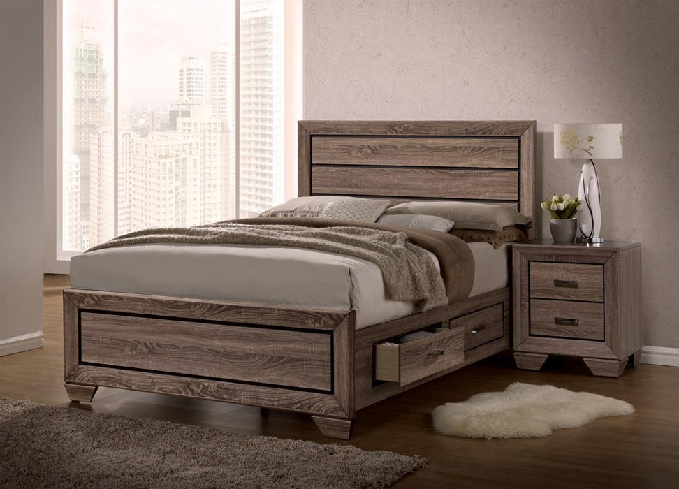 Kauffman Eastern King Storage Bed Washed Taupe - Visions in Furniture (La Mirada, CA)