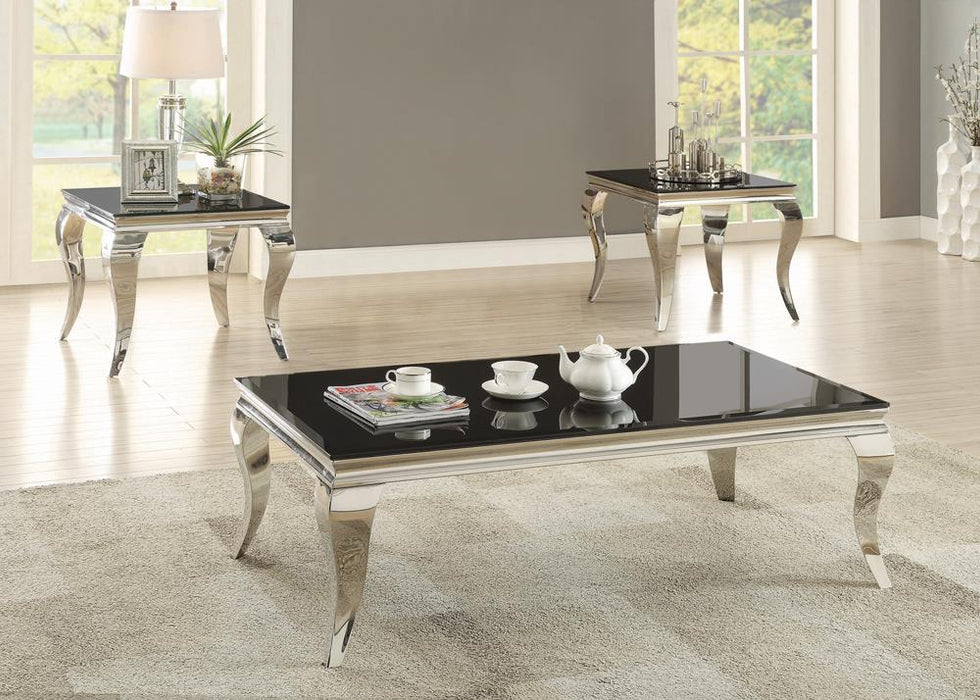Luna Square End Table Chrome and Black - Visions in Furniture (La Mirada, CA)