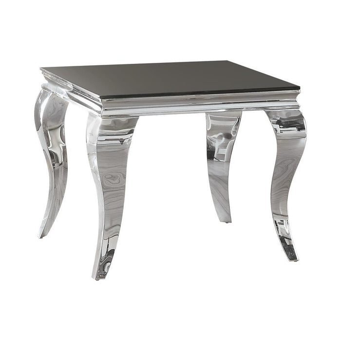 Luna Square End Table Chrome and Black - Visions in Furniture (La Mirada, CA)