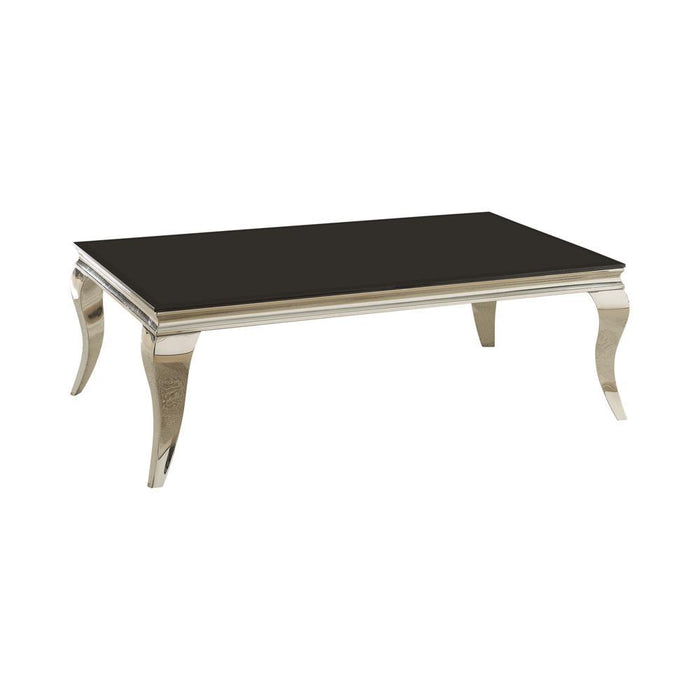Luna Rectangular Coffee Table Chrome and Black - Visions in Furniture (La Mirada, CA)