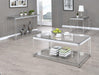 Anne End Table with Lower Shelf Chrome and Clear - Visions in Furniture (La Mirada, CA)