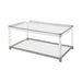 Anne Coffee Table with Lower Shelf Chrome and Clear - Visions in Furniture (La Mirada, CA)