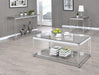 Anne Coffee Table with Lower Shelf Chrome and Clear - Visions in Furniture (La Mirada, CA)