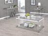 Anne Sofa Table with Lower Shelf Chrome and Clear - Visions in Furniture (La Mirada, CA)