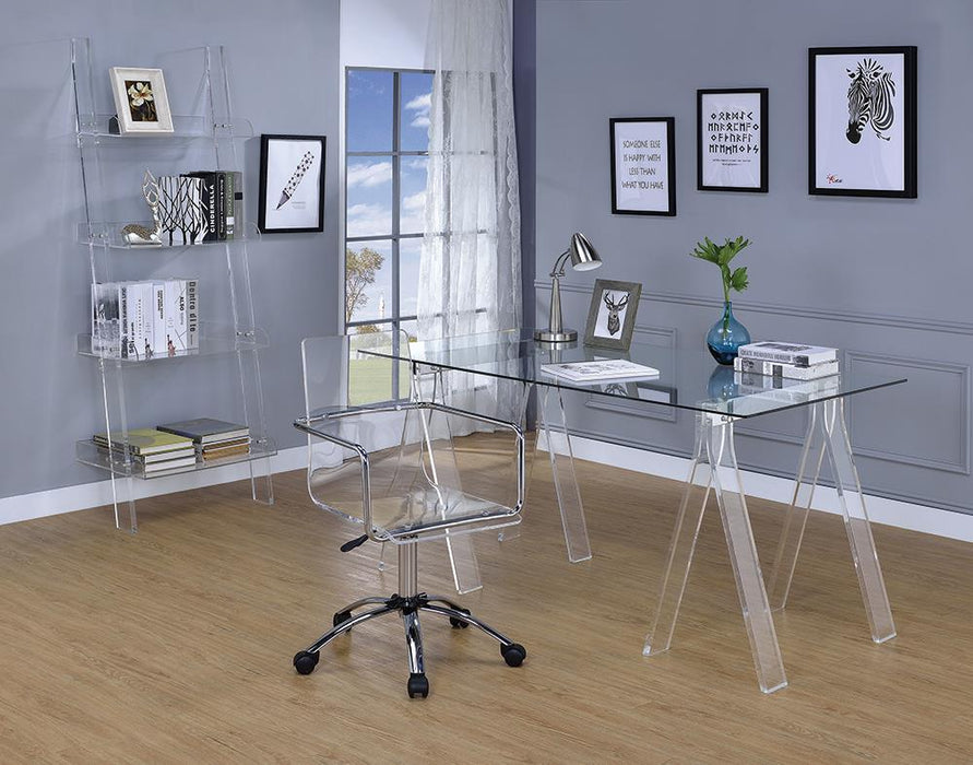 Amaturo Office Chair with Casters Clear and Chrome - Visions in Furniture (La Mirada, CA)