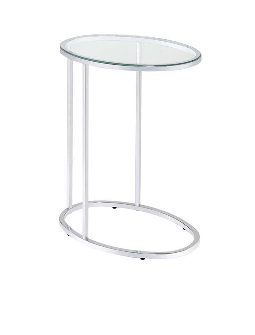 Kyle Oval Snack Table Chrome and Clear - Visions in Furniture (La Mirada, CA)