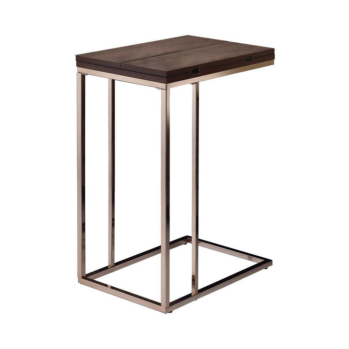 Pedro Expandable Top Accent Table Chestnut and Chrome - Visions in Furniture (La Mirada, CA)