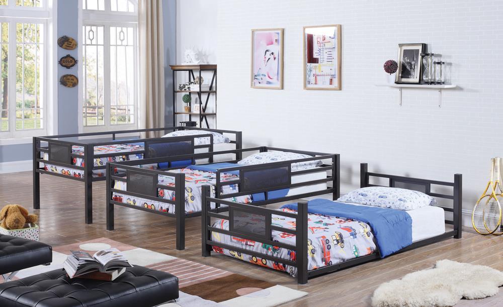 Rogen Twin Triple Bunk Bed Dark Bronze - Visions in Furniture (La Mirada, CA)
