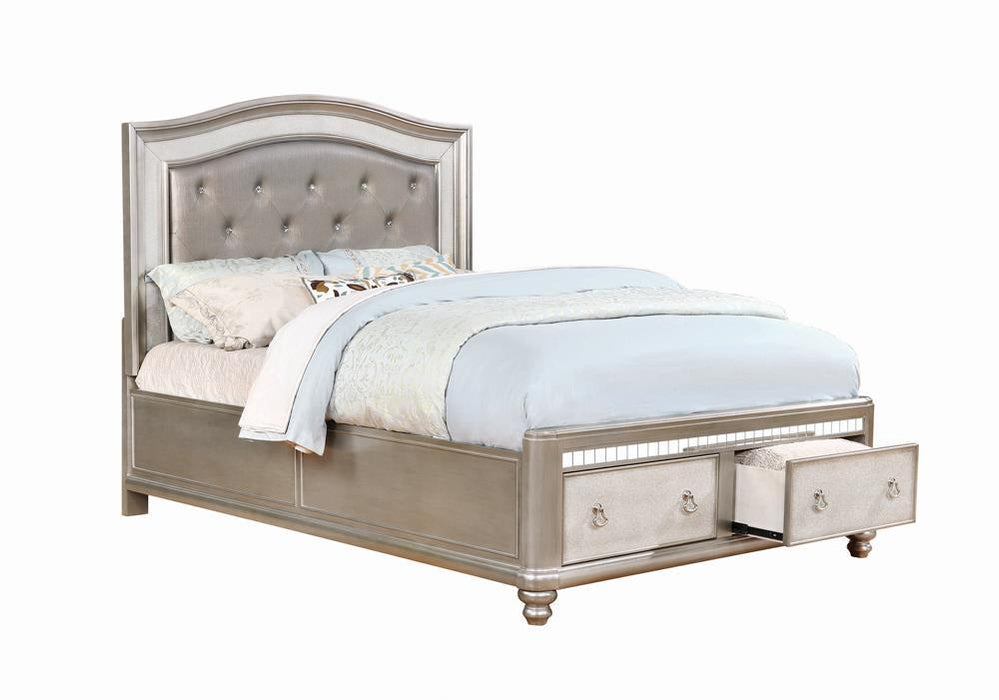 Bling Game Queen Panel Bed Metallic Platinum - Visions in Furniture (La Mirada, CA)
