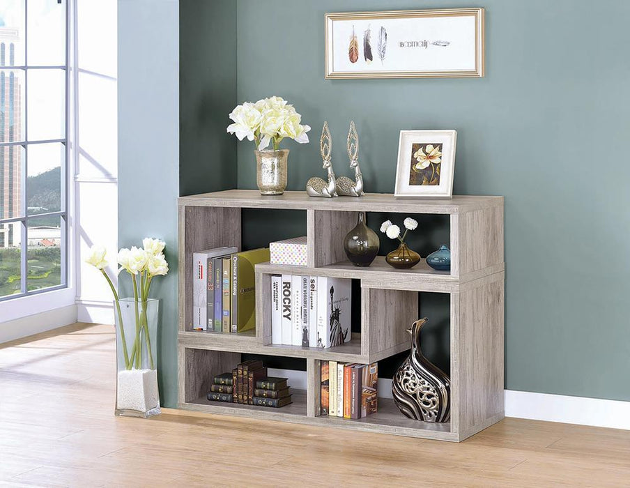 Velma Convertable Bookcase and TV Console Grey Driftwood - Visions in Furniture (La Mirada, CA)