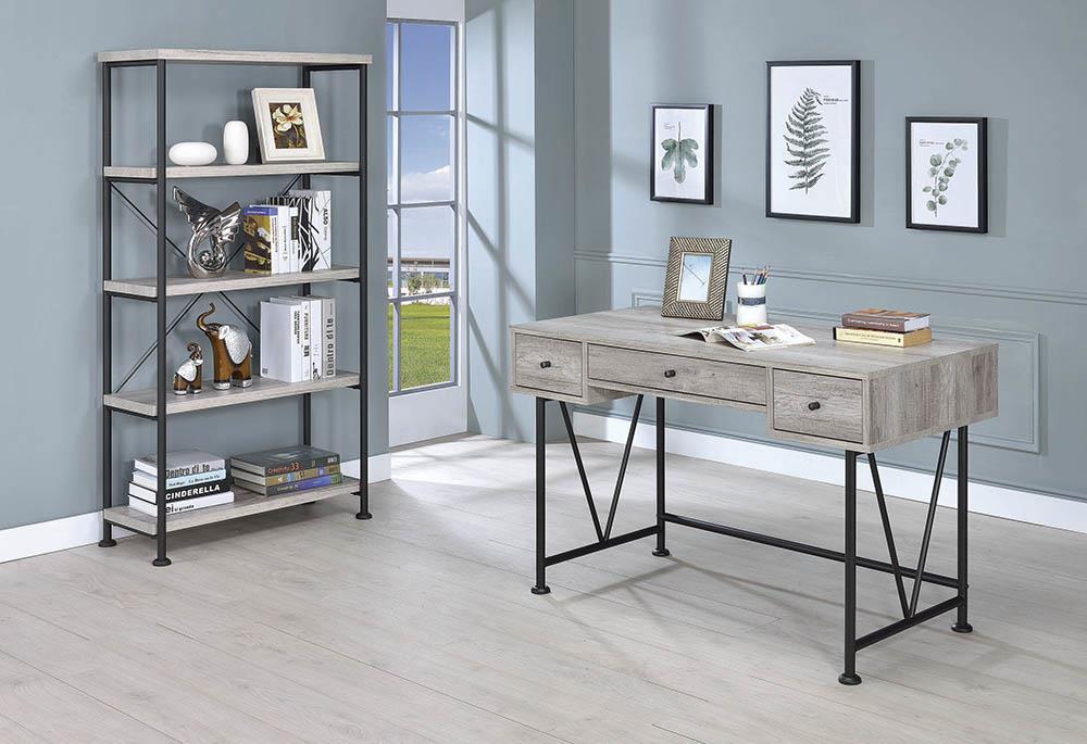 Analiese 4-shelf Bookcase Grey Driftwood - Visions in Furniture (La Mirada, CA)