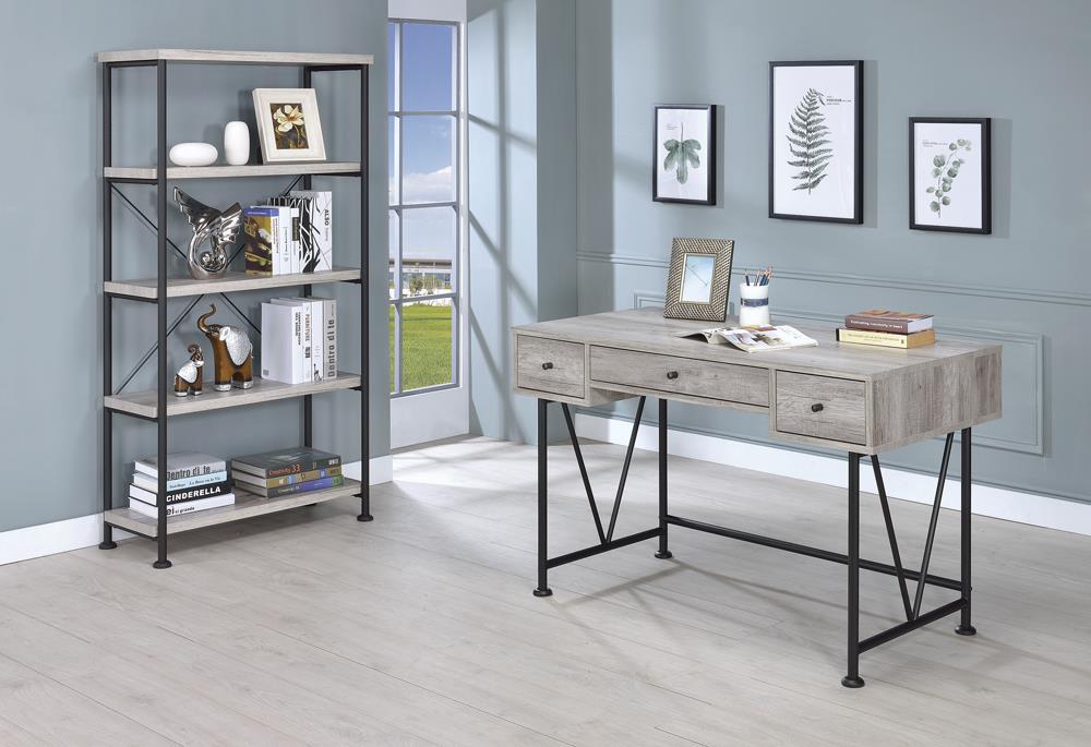 Analiese 4-shelf Bookcase Grey Driftwood - Visions in Furniture (La Mirada, CA)