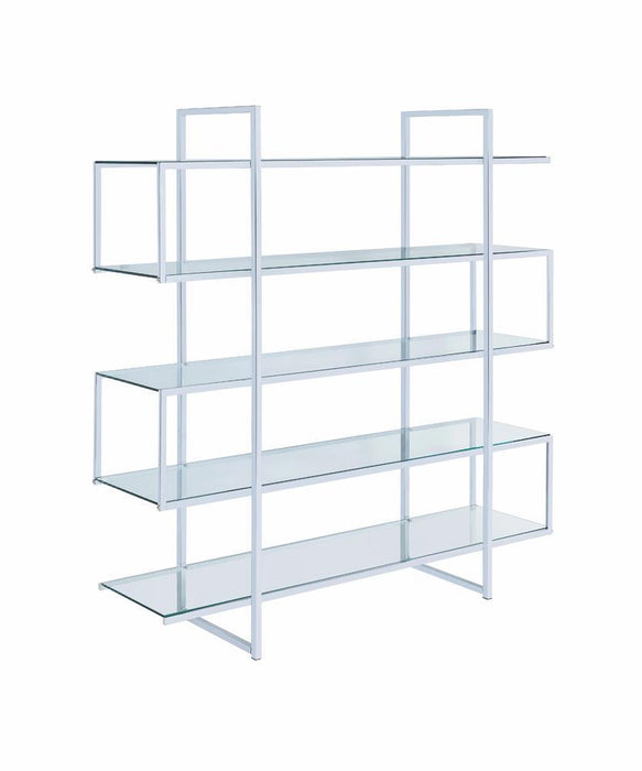 Elmer 5-shelf Bookcase Chrome and Clear - Visions in Furniture (La Mirada, CA)