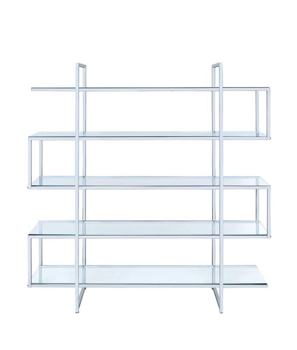 Elmer 5-shelf Bookcase Chrome and Clear - Visions in Furniture (La Mirada, CA)