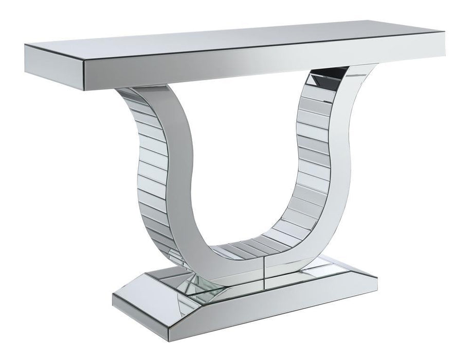 Saanvi Console Table with U-shaped Base Clear Mirror - Visions in Furniture (La Mirada, CA)