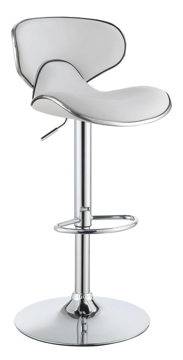 Edenton Upholstered Adjustable Height Bar Stools White and Chrome (Set of 2) - Visions in Furniture (La Mirada, CA)