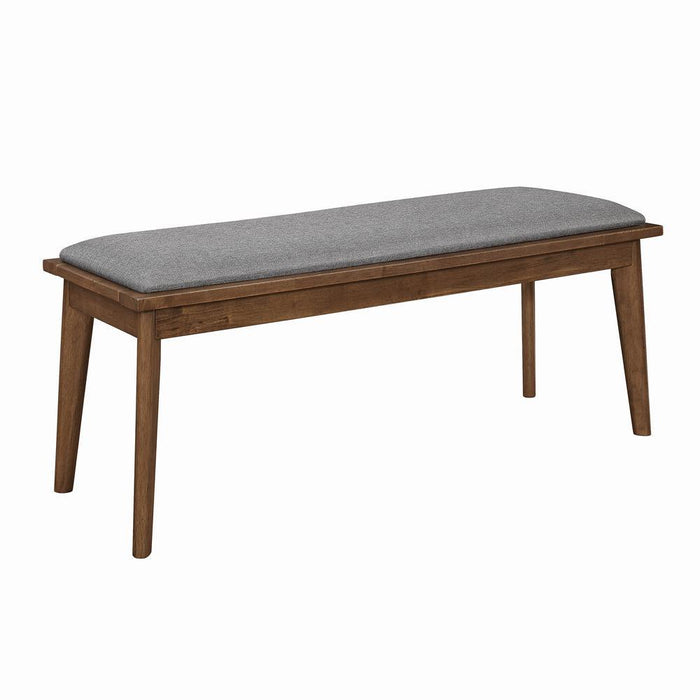 Alfredo Upholstered Dining Bench Grey and Natural Walnut - Visions in Furniture (La Mirada, CA)
