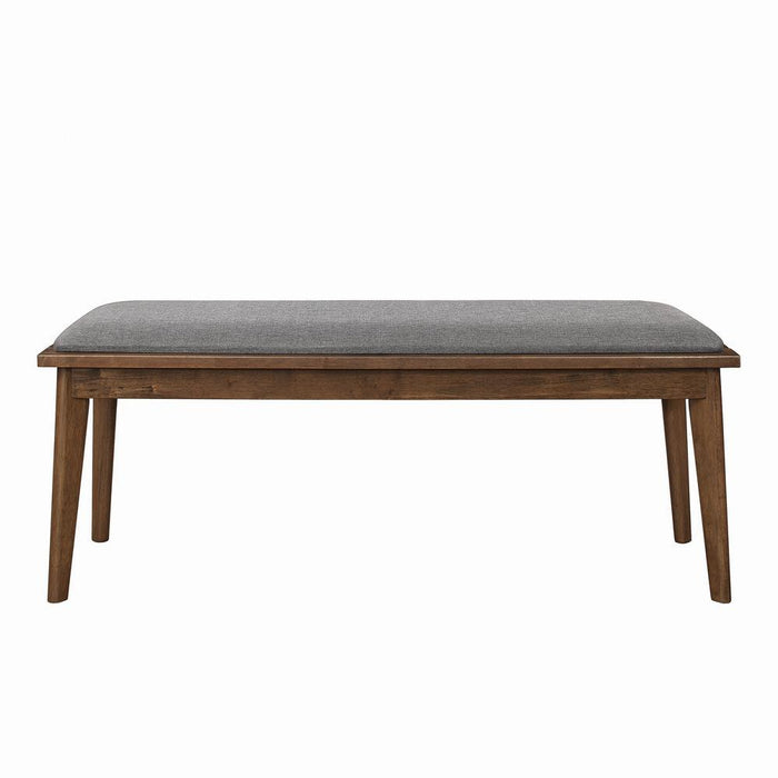 Alfredo Upholstered Dining Bench Grey and Natural Walnut - Visions in Furniture (La Mirada, CA)
