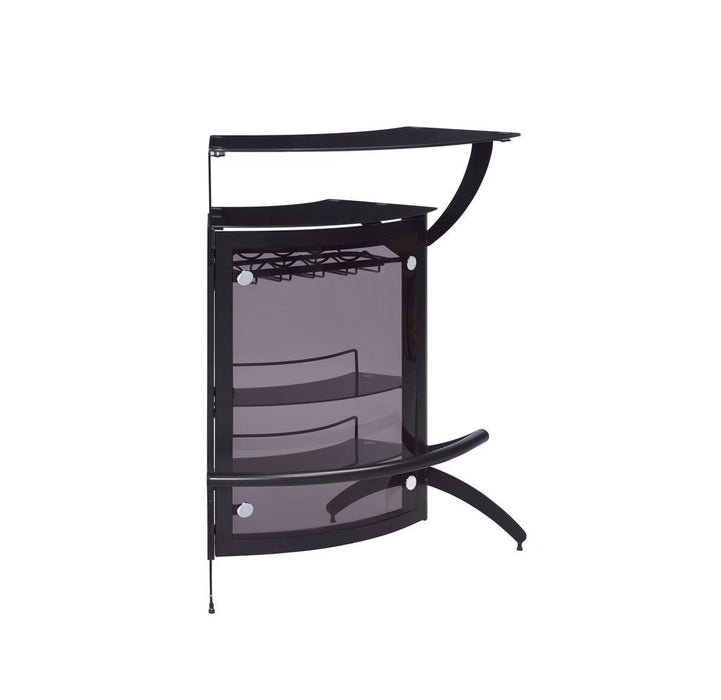 Dallas 2-shelf Home Bar Smoked and Black Glass - Visions in Furniture (La Mirada, CA)