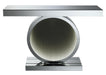 Angelonia Rectangular Console Table with Circular Base Clear Mirror - Visions in Furniture (La Mirada, CA)