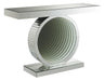 Angelonia Rectangular Console Table with Circular Base Clear Mirror - Visions in Furniture (La Mirada, CA)