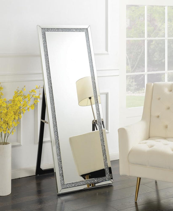 Novak Rectangular Cheval Floor Mirror Silver - Visions in Furniture (La Mirada, CA)