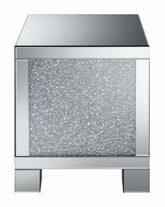 Gillian Square End Table Silver and Clear Mirror - Visions in Furniture (La Mirada, CA)