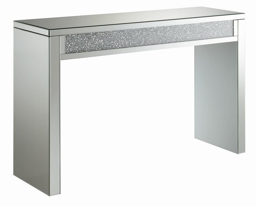 Gillian Rectangular Sofa Table Silver and Clear Mirror - Visions in Furniture (La Mirada, CA)