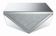 Amore Square Coffee Table with Triangle Detailing Silver and Clear Mirror - Visions in Furniture (La Mirada, CA)