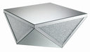 Amore Square Coffee Table with Triangle Detailing Silver and Clear Mirror - Visions in Furniture (La Mirada, CA)