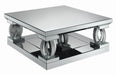 Amalia Square Coffee Table with Lower Shelf Clear Mirror - Visions in Furniture (La Mirada, CA)