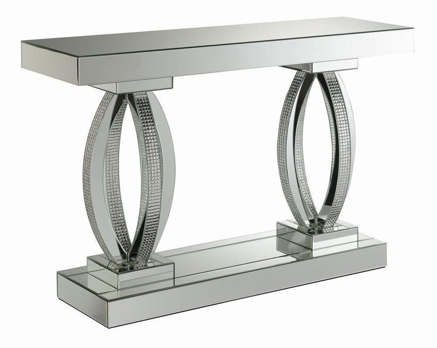 Amalia Rectangular Sofa Table with Shelf Clear Mirror - Visions in Furniture (La Mirada, CA)
