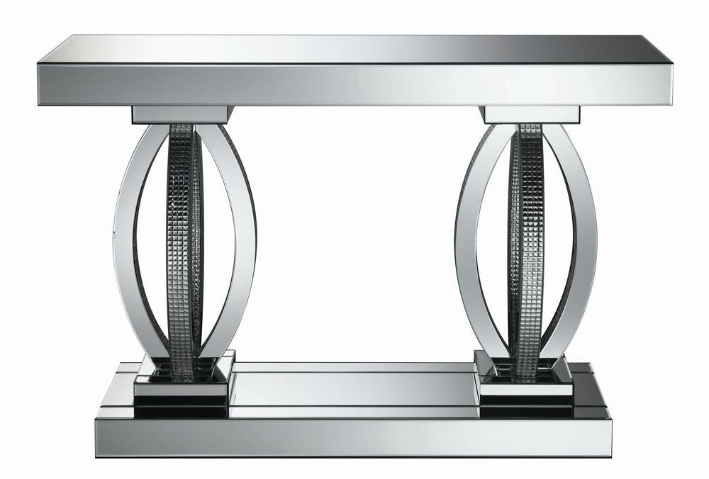 Amalia Rectangular Sofa Table with Shelf Clear Mirror - Visions in Furniture (La Mirada, CA)
