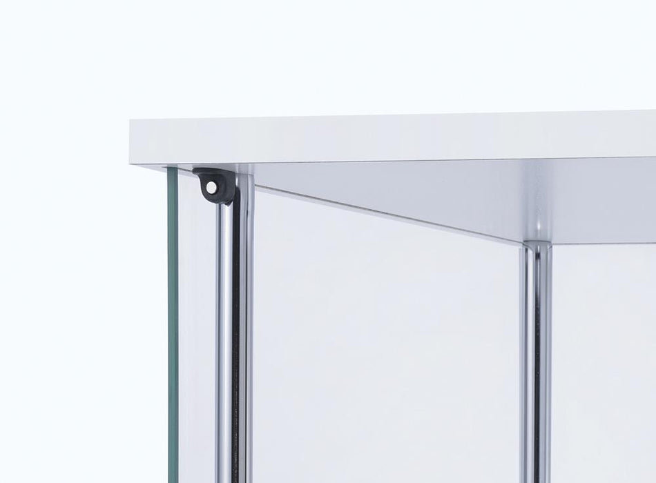 Bellatrix Rectangular 4-shelf Curio Cabinet White and Clear - Visions in Furniture (La Mirada, CA)