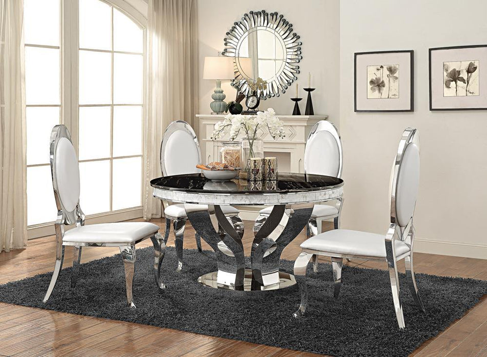 Anchorage Oval Back Side Chairs Cream and Chrome (Set of 2) - Visions in Furniture (La Mirada, CA)