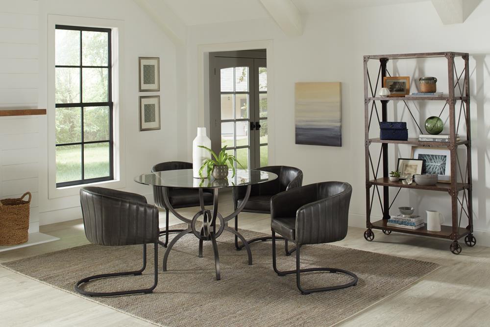 Banner Upholstered Dining Chair Anthracite and Matte Black - Visions in Furniture (La Mirada, CA)