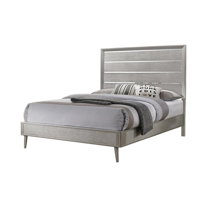 Ramon Eastern King Panel Bed Metallic Sterling - Visions in Furniture (La Mirada, CA)