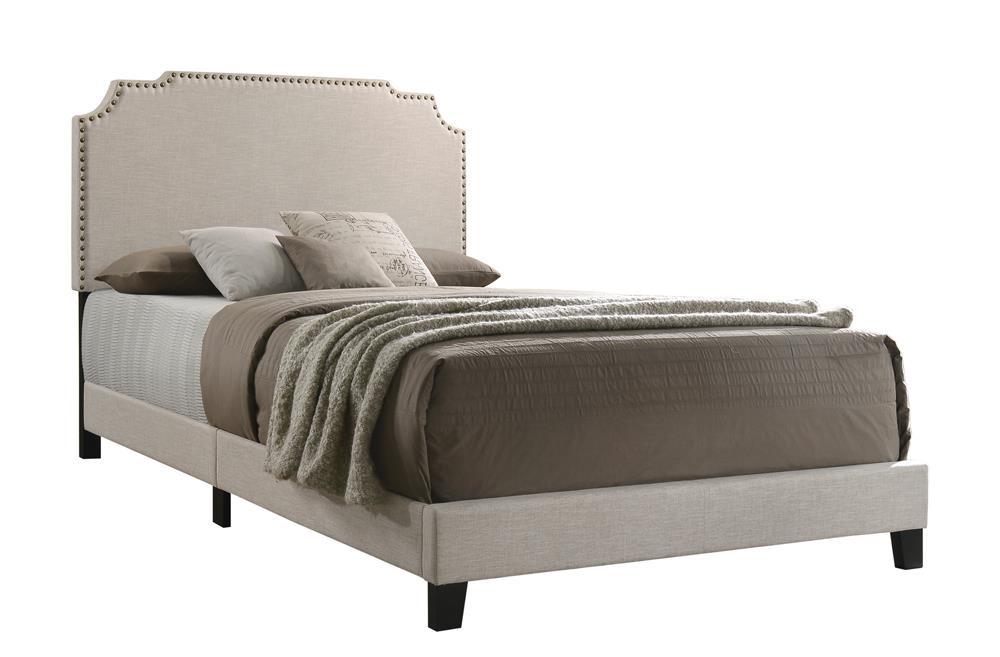 Tamarac Upholstered Nailhead Full Bed Beige - Visions in Furniture (La Mirada, CA)