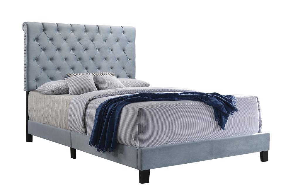 Warner Queen Upholstered Bed Slate Blue - Visions in Furniture (La Mirada, CA)