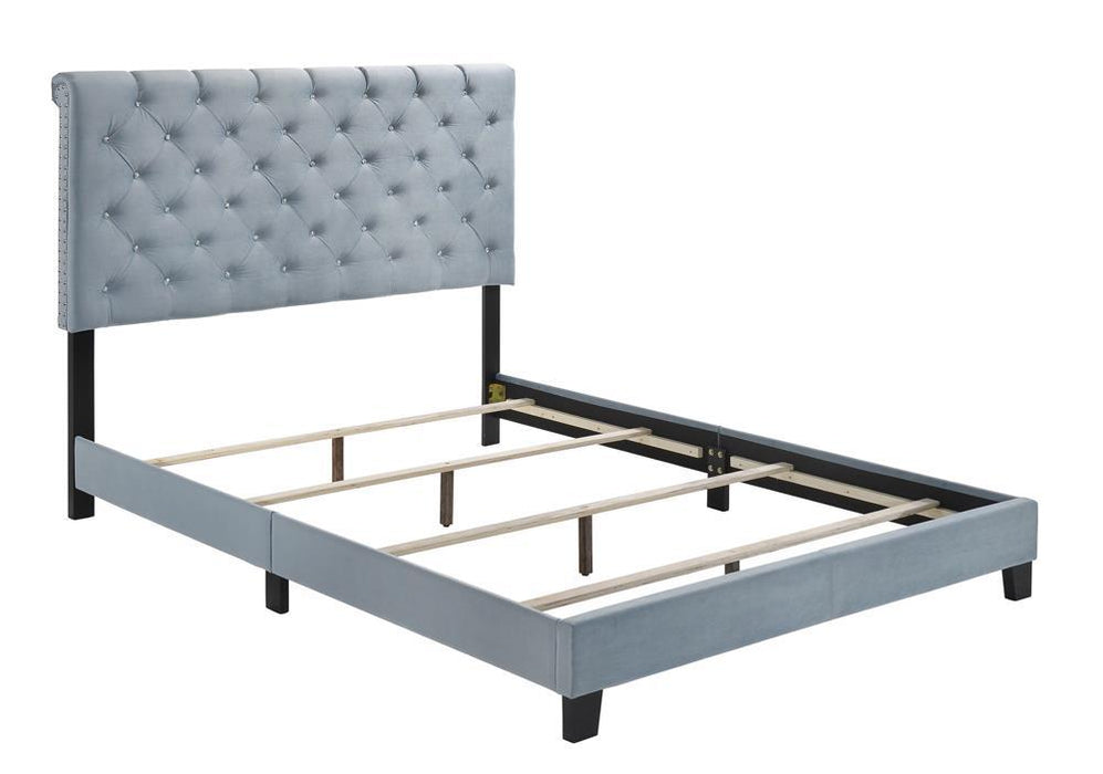 Warner Queen Upholstered Bed Slate Blue - Visions in Furniture (La Mirada, CA)