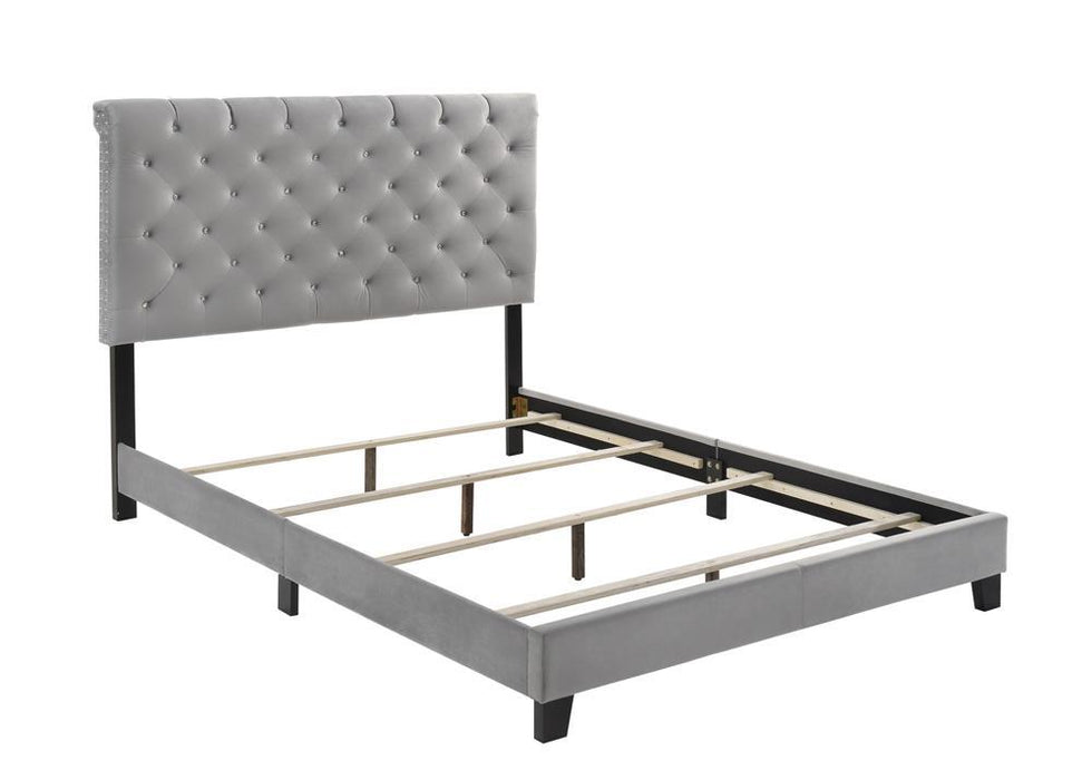 Warner Queen Upholstered Bed Grey - Visions in Furniture (La Mirada, CA)
