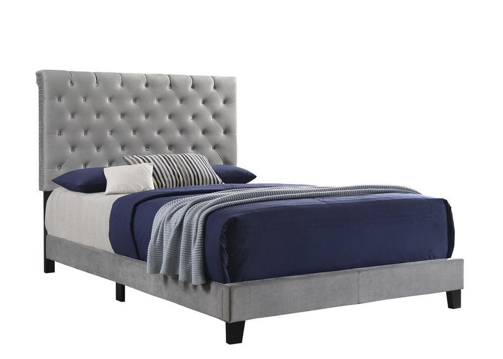 Warner Queen Upholstered Bed Grey - Visions in Furniture (La Mirada, CA)