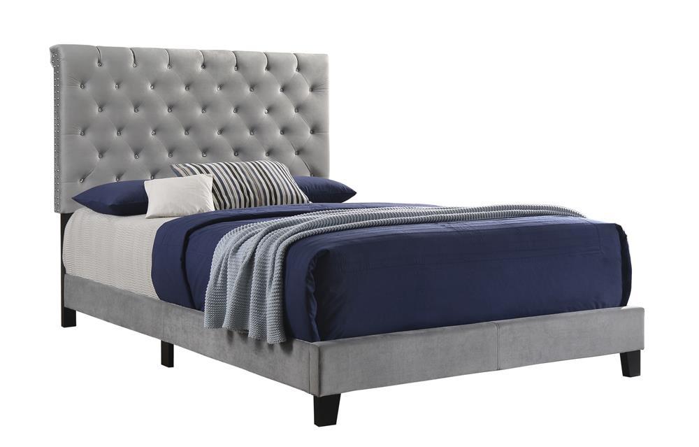 Warner Eastern King Upholstered Bed Grey - Visions in Furniture (La Mirada, CA)