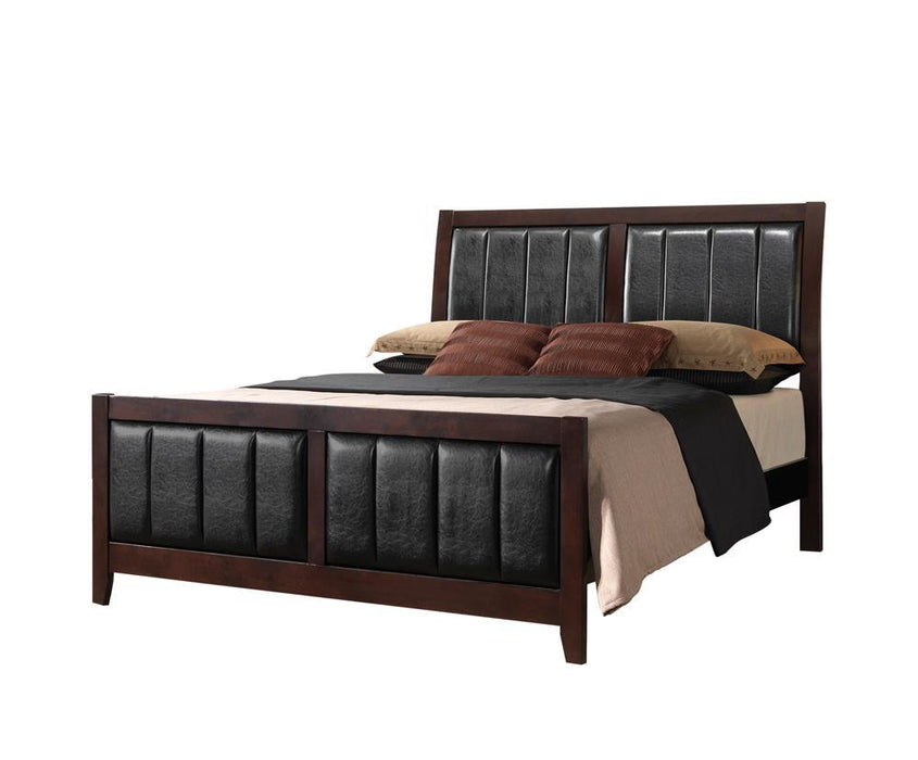 Carlton Full Upholstered Panel Bed Cappuccino and Black - Visions in Furniture (La Mirada, CA)