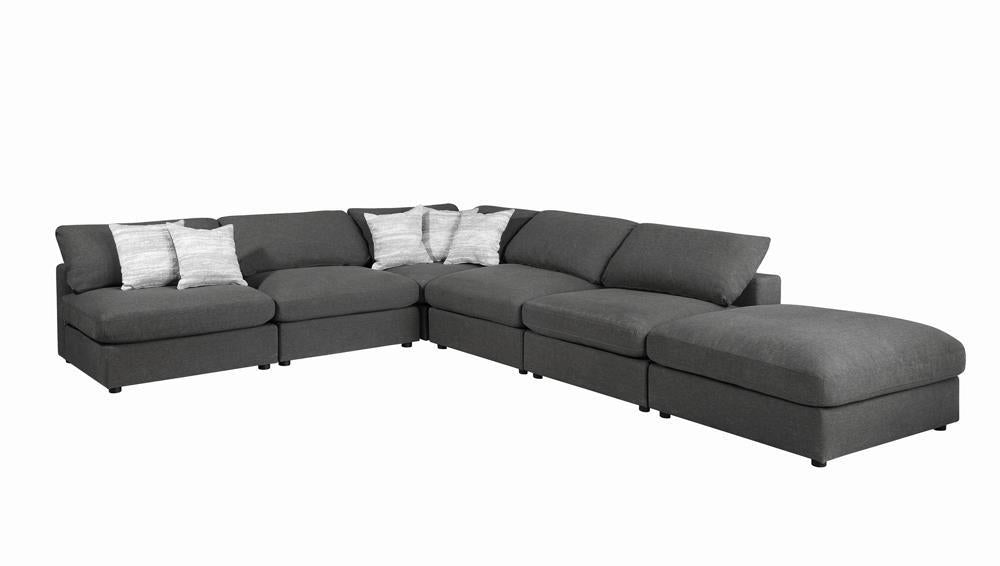 Serene Upholstered Rectangular Ottoman Charcoal - Visions in Furniture (La Mirada, CA)